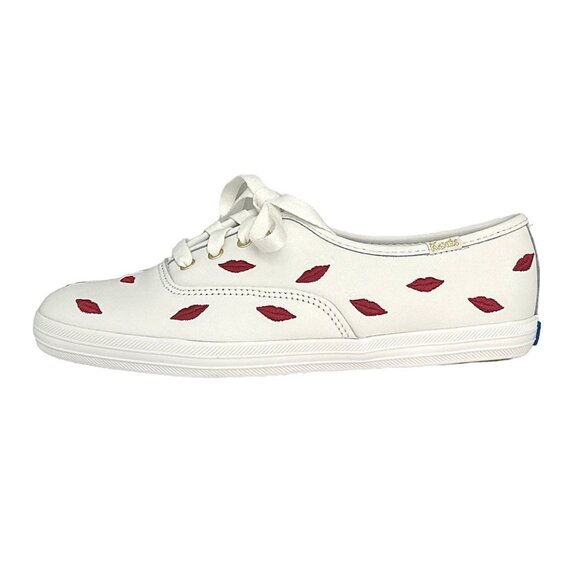 Keds for Kate Spade New York CHAMPION Women's Leather Low Top Sneakers White/Red - Picture 4 of 10
